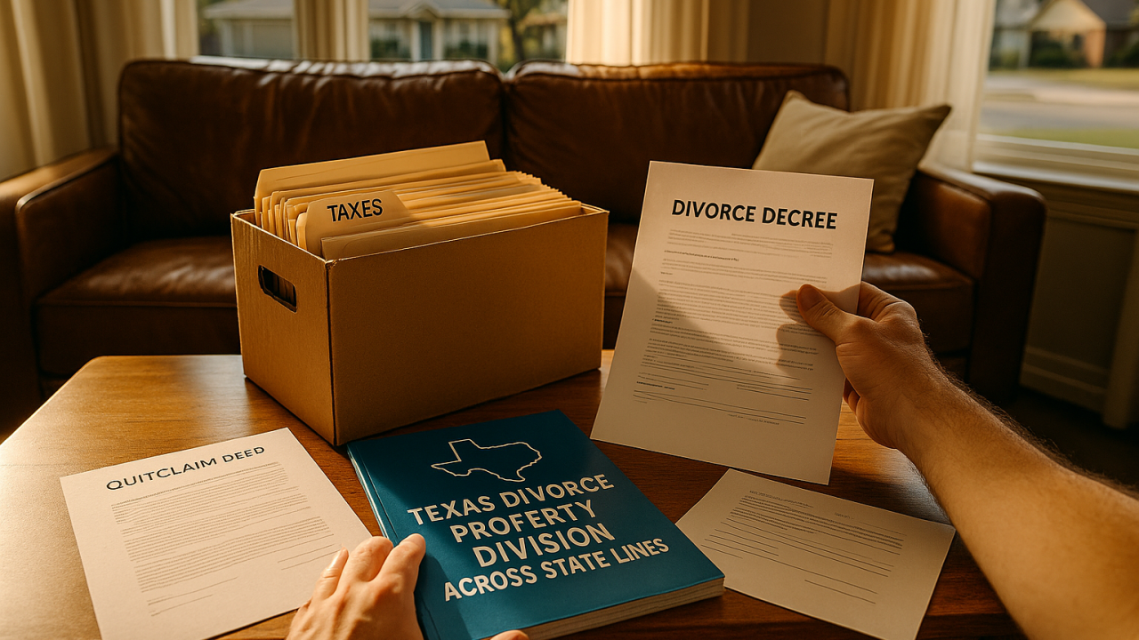 Prawnik analizujący dokumenty spółki małżeńskiej przy lampie