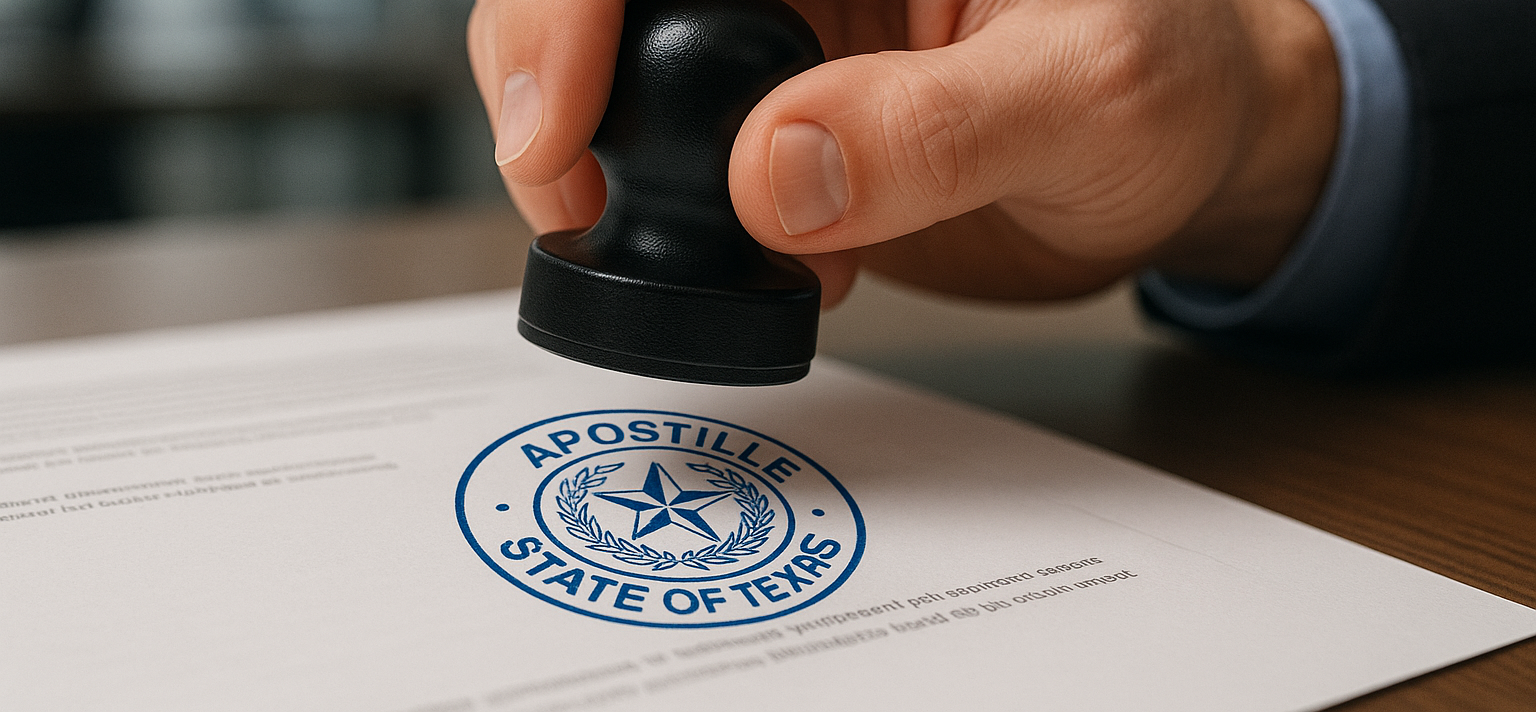 Bliska widok czerwonej apostille z tekstem Hague Convention i podpisem urzędnika