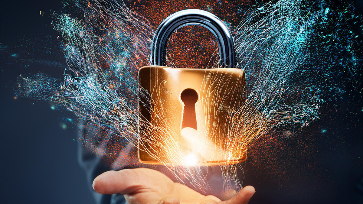 Smartfon z kłódką ekranu blokujący dostęp do aplikacji z danymi